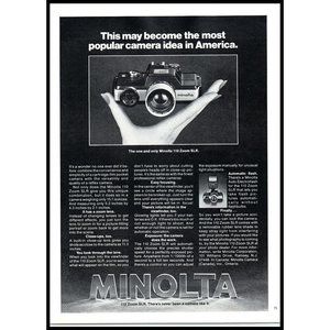 1978 Minolta 110 Zoom SLR Camera Vintage Print Ad Film Photography Wall Art